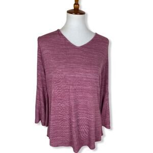 LOFT Mauve Super Soft Knit Top with Tie Back Size L